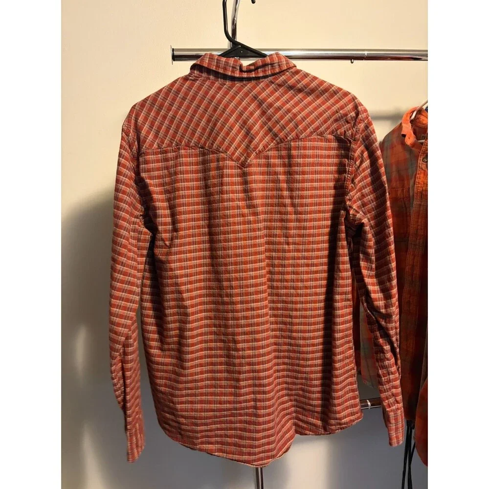 Levi's Men's L Red Plaid Western Pearl Snap Long Sleeve Cotton Shirt